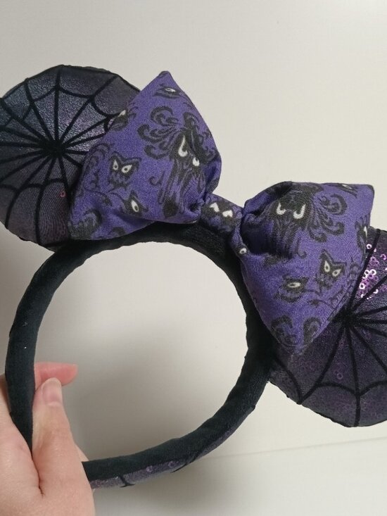 Custom Made Sequin Spiderweb Haunted Mansion Disney Minnie Mouse Ears main image 5